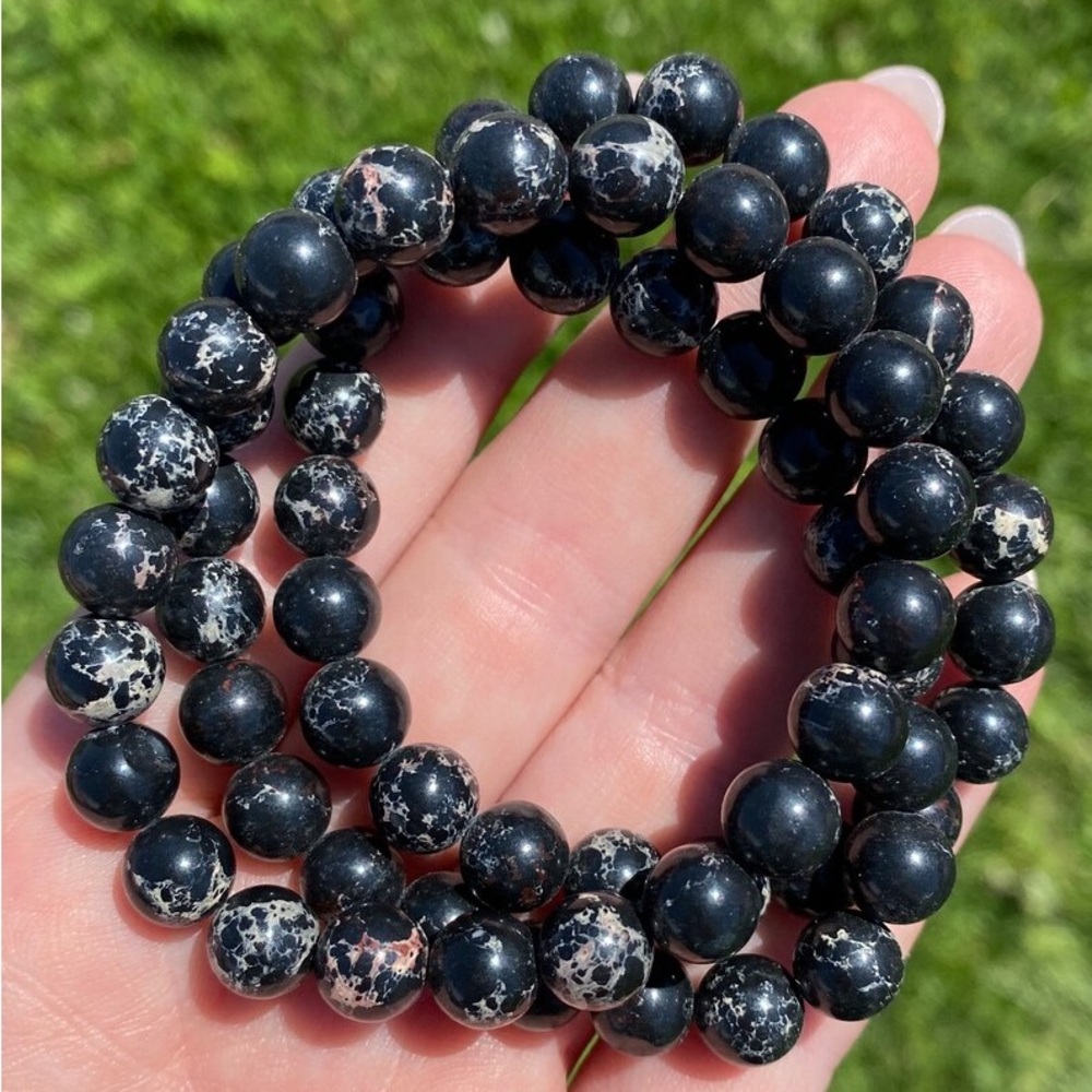 🆕New Black Sea Sediment Gemstone Bracelet - 8mm
